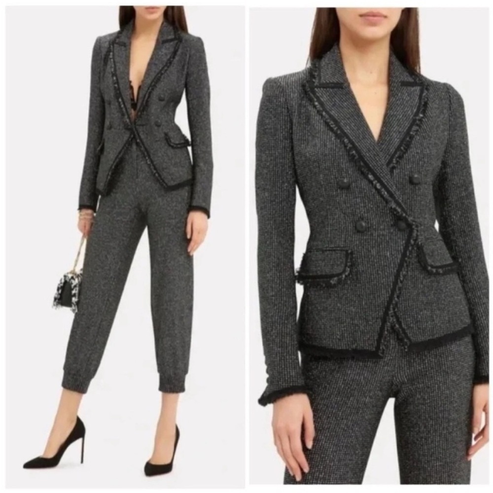Veronica Beard Frisco Double Breaded Metallic Tweed Blazer
